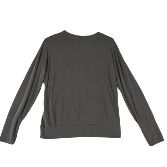 PEYTON JENSEN Women's M Soft Model Blend Keyhole V-Neck Black Top, Made in USA - Picture 4 of 6